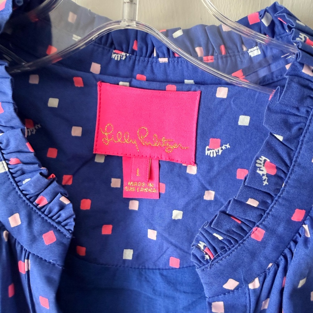 Lilly Pulitzer Blue and Pink Patterned dress 100% cotton - Picture 4 of 4